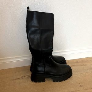 Black chunky platform cleated boots